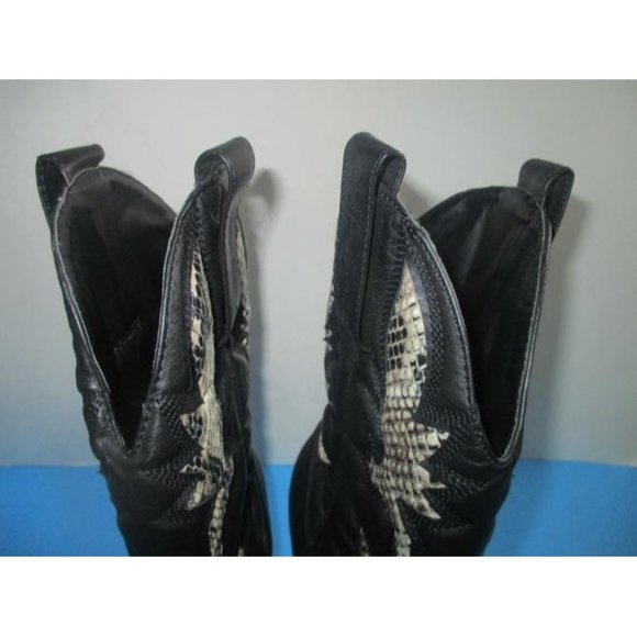 Mia Black Laurene Taupe  Cream Lizard Motif Pull On Cowboy Boots - Size 8.5 - Picture 9 of 11
